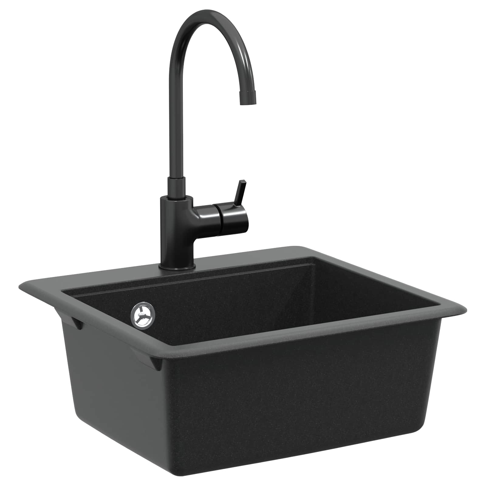 vidaXL Wasbak Zwart 470 x 440 mm Graniet