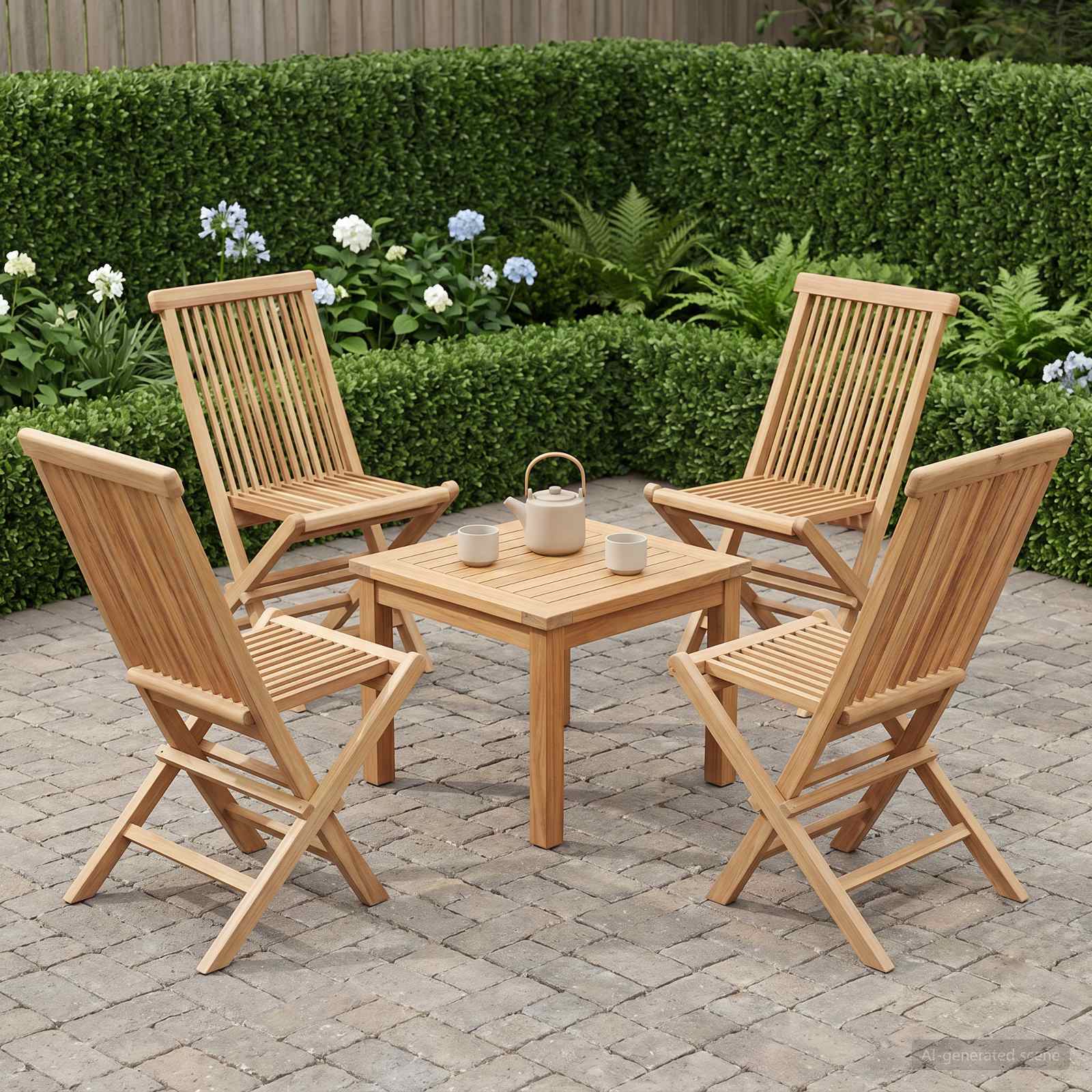 vidaXL Opvouwbare Tuinstoel 2 st Naturel Massief Teakhout