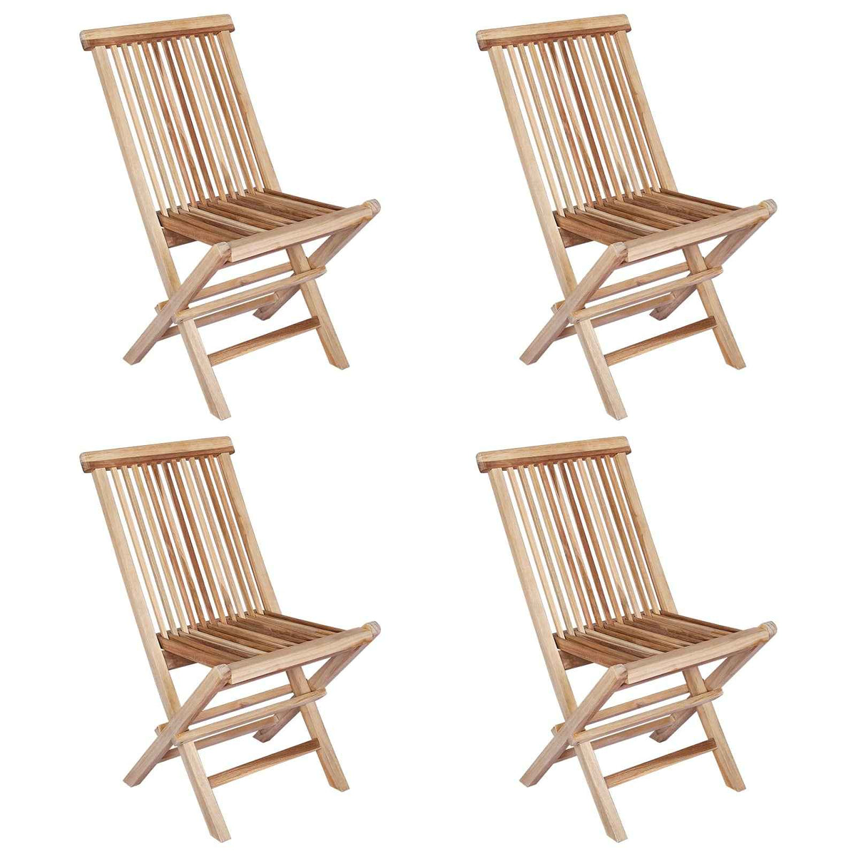 vidaXL Opvouwbare Tuinstoel 2 st Naturel Massief Teakhout