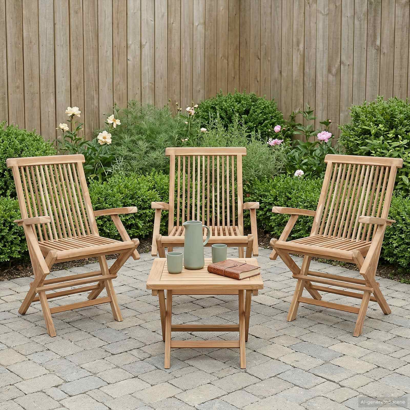 vidaXL Opvouwbare Tuinstoel 2 st Naturel Massief Teakhout