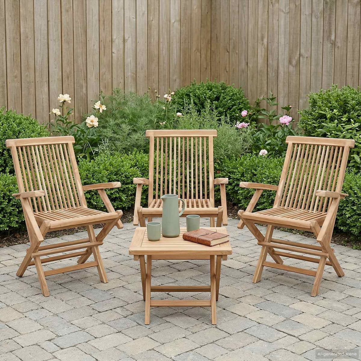 vidaXL Opvouwbare Tuinstoel 2 st Naturel Massief Teakhout