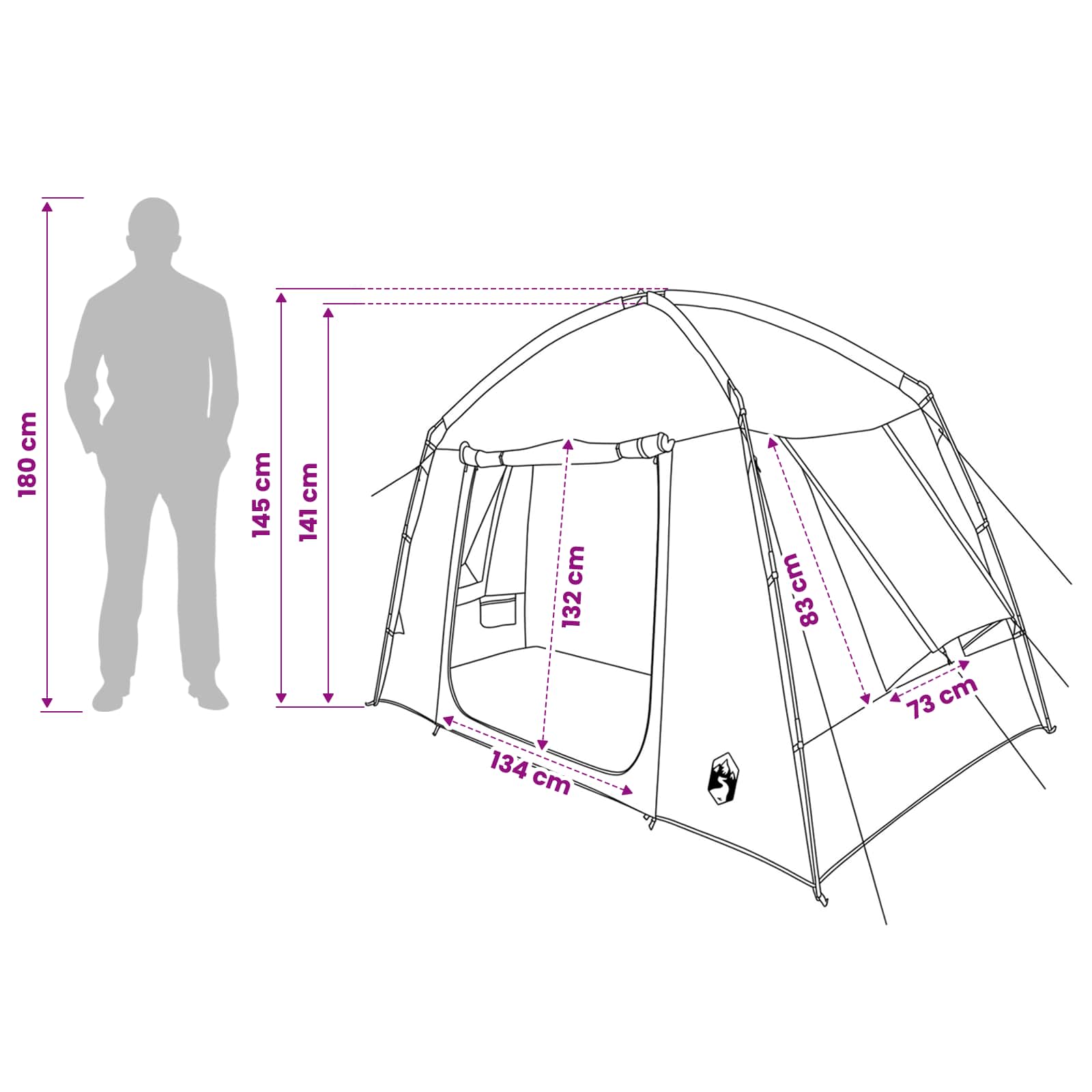 vidaXL Huisje Tent met dak Groen 210 x 210 x 138 cm Polyester