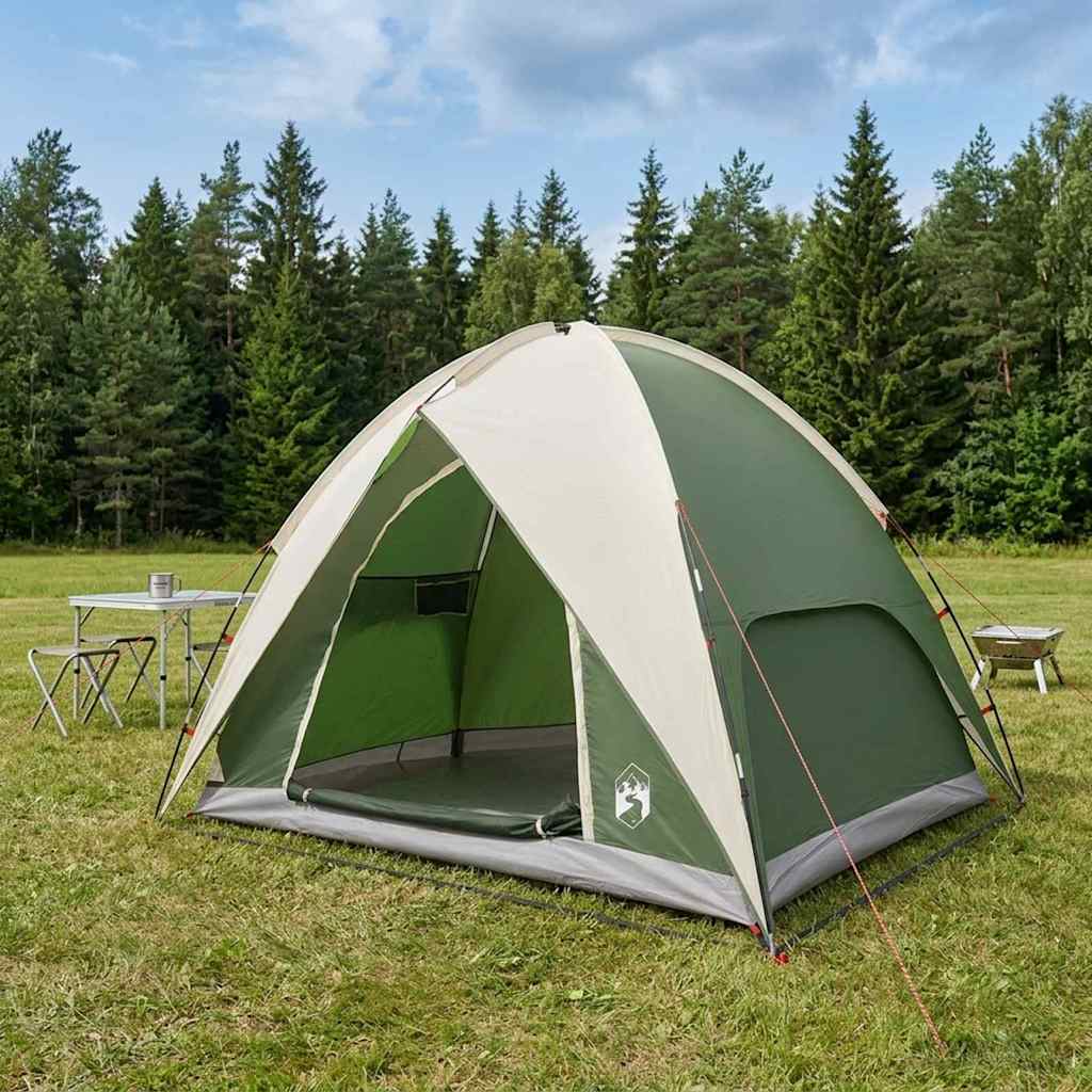 vidaXL Camping Tent met Regenhoes Waterdicht Groen 245 x 245 x 149 cm