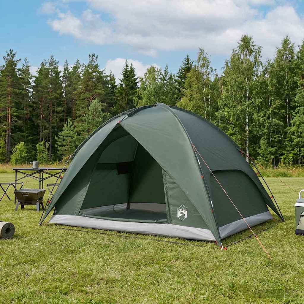 vidaXL Camping Tent met Regenhoes Waterdicht Groen 245 x 245 x 149 cm