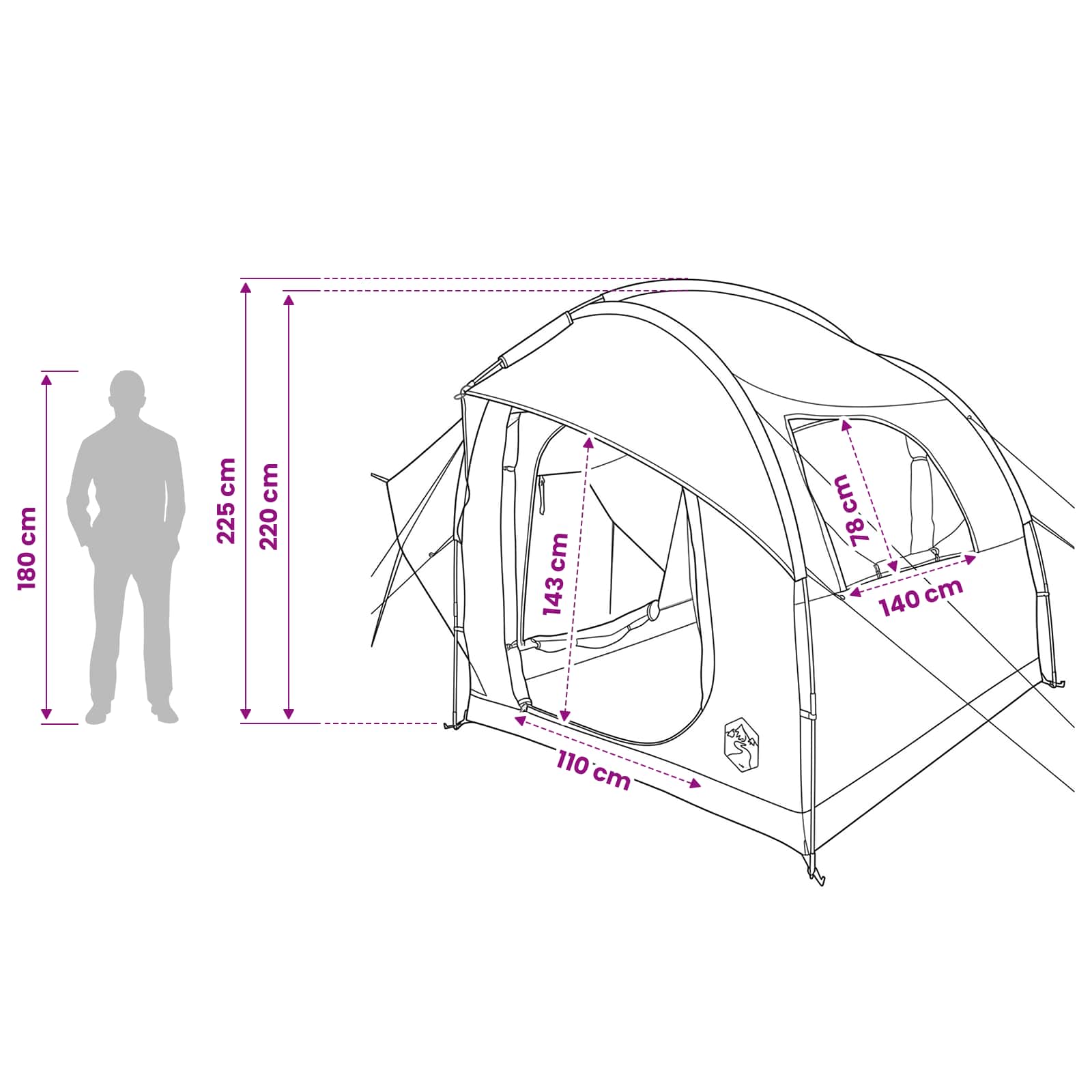 vidaXL Autotent met dak Groen 239 x 210 x 210 cm Polyester en staal