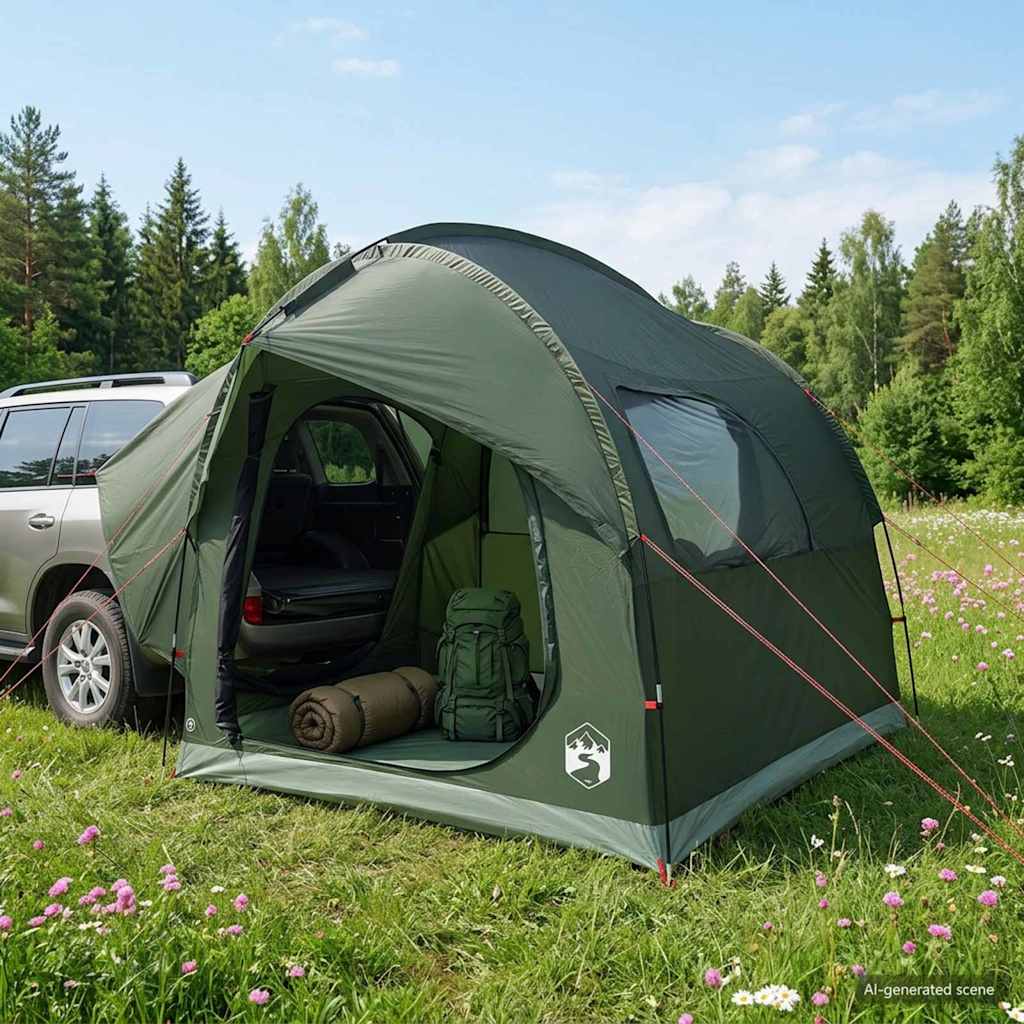 vidaXL Autotent met dak Groen 239 x 210 x 210 cm Polyester en staal