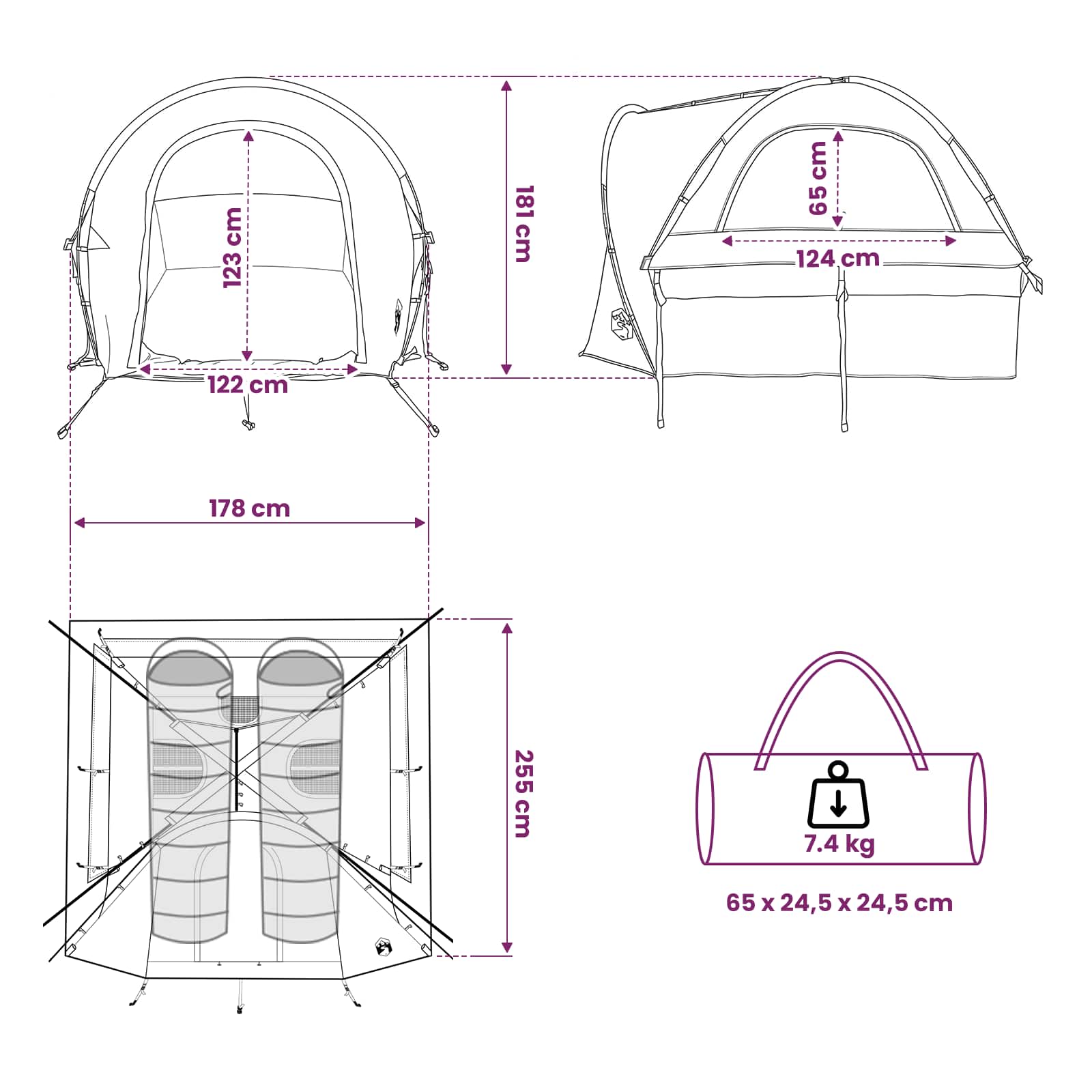 vidaXL Autotent met dak Groen 200 x 170 x 170 cm Polyester en staal