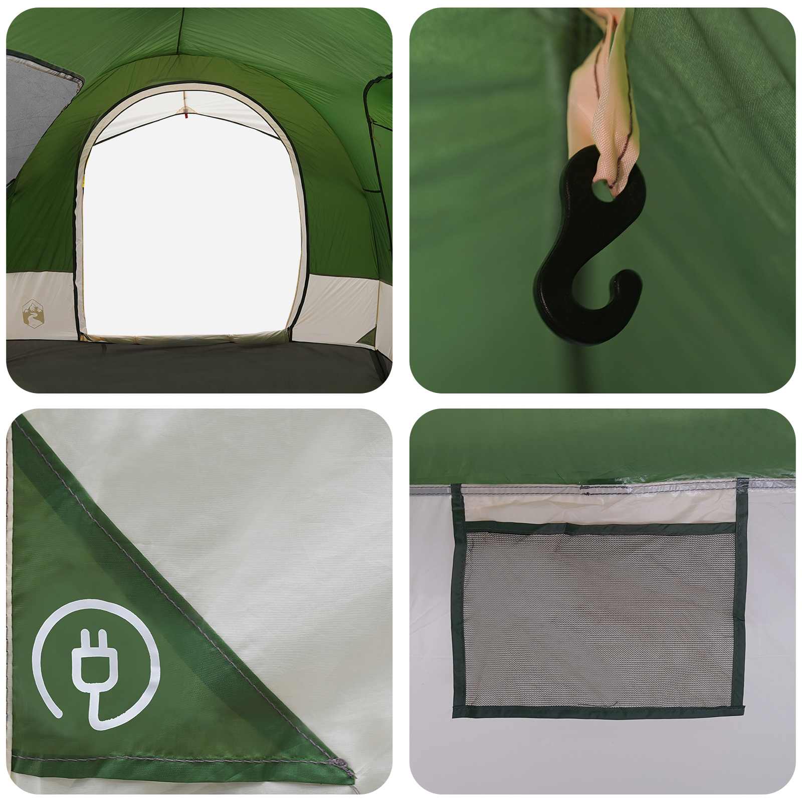 vidaXL Tailgate Tent met Regenfly Waterdicht Groen 4-persoons