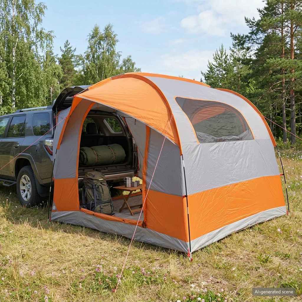 vidaXL Tailgate Tent met Regenfly Waterdicht Groen 4-persoons