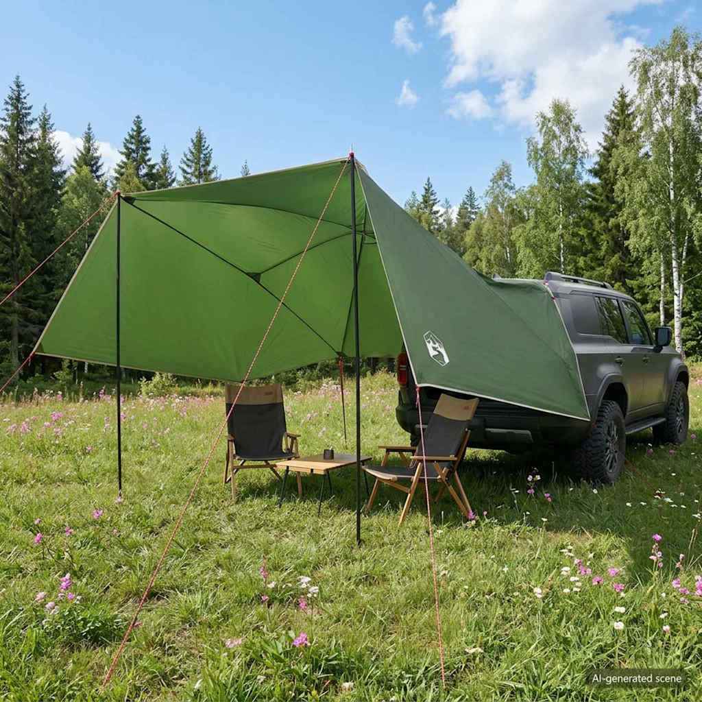 vidaXL Autotent met dak Groen 308 x 215 x 220 cm Polyester en staal