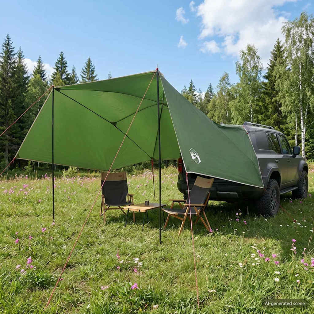 vidaXL Autotent met dak Groen 308 x 215 x 220 cm Polyester en staal