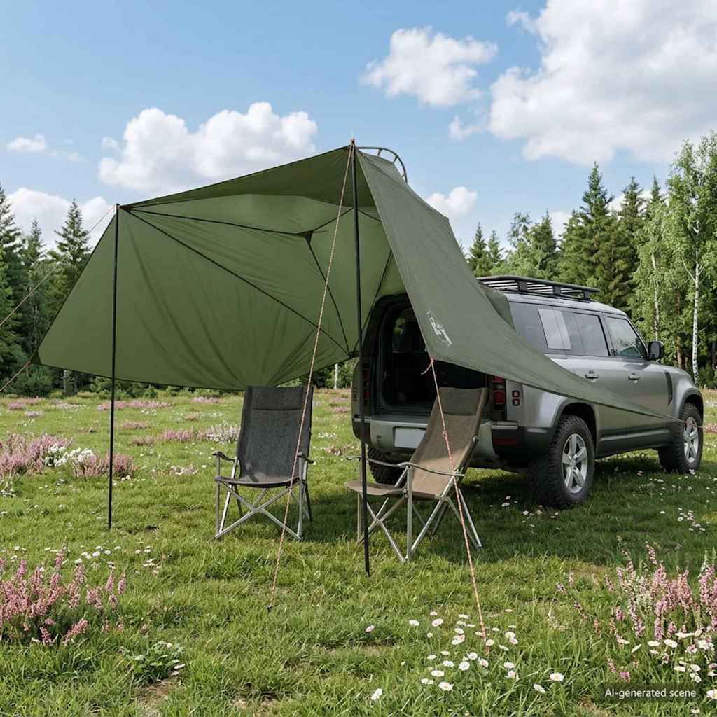 vidaXL Autotent met dak Groen 308 x 215 x 220 cm Polyester en staal