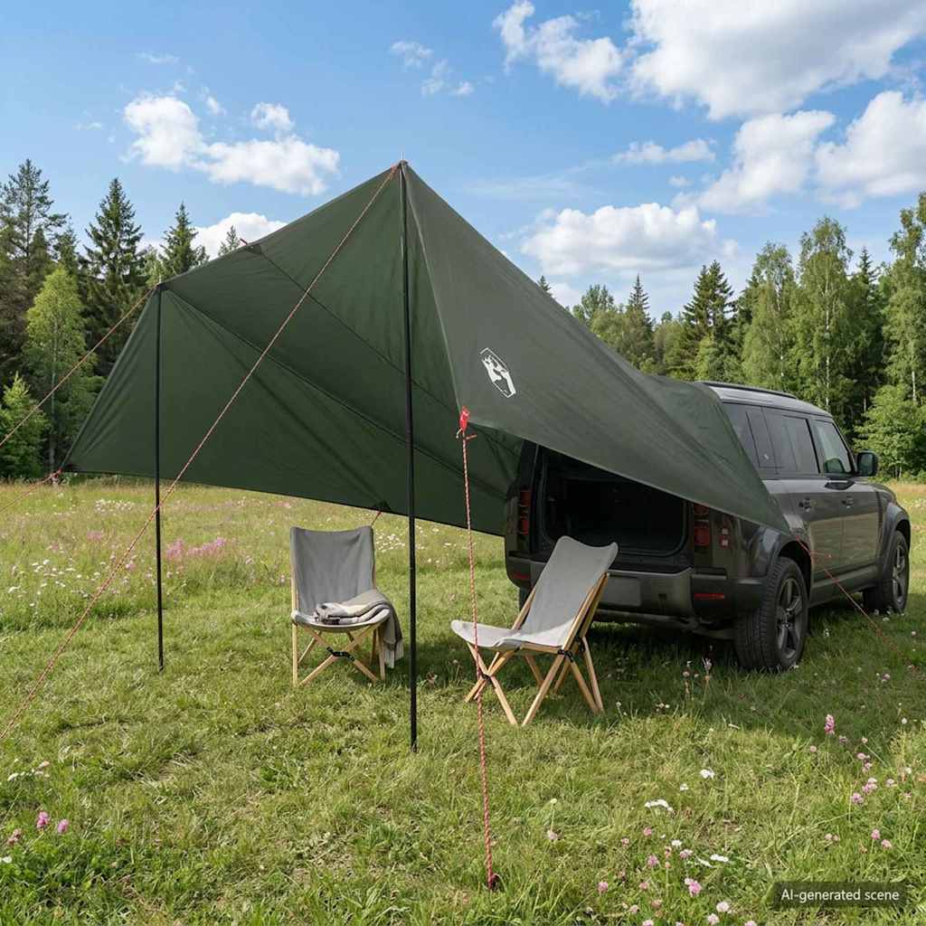 vidaXL Voertuig luifel Groen 518 x 580 x 215 cm Polyester en staal