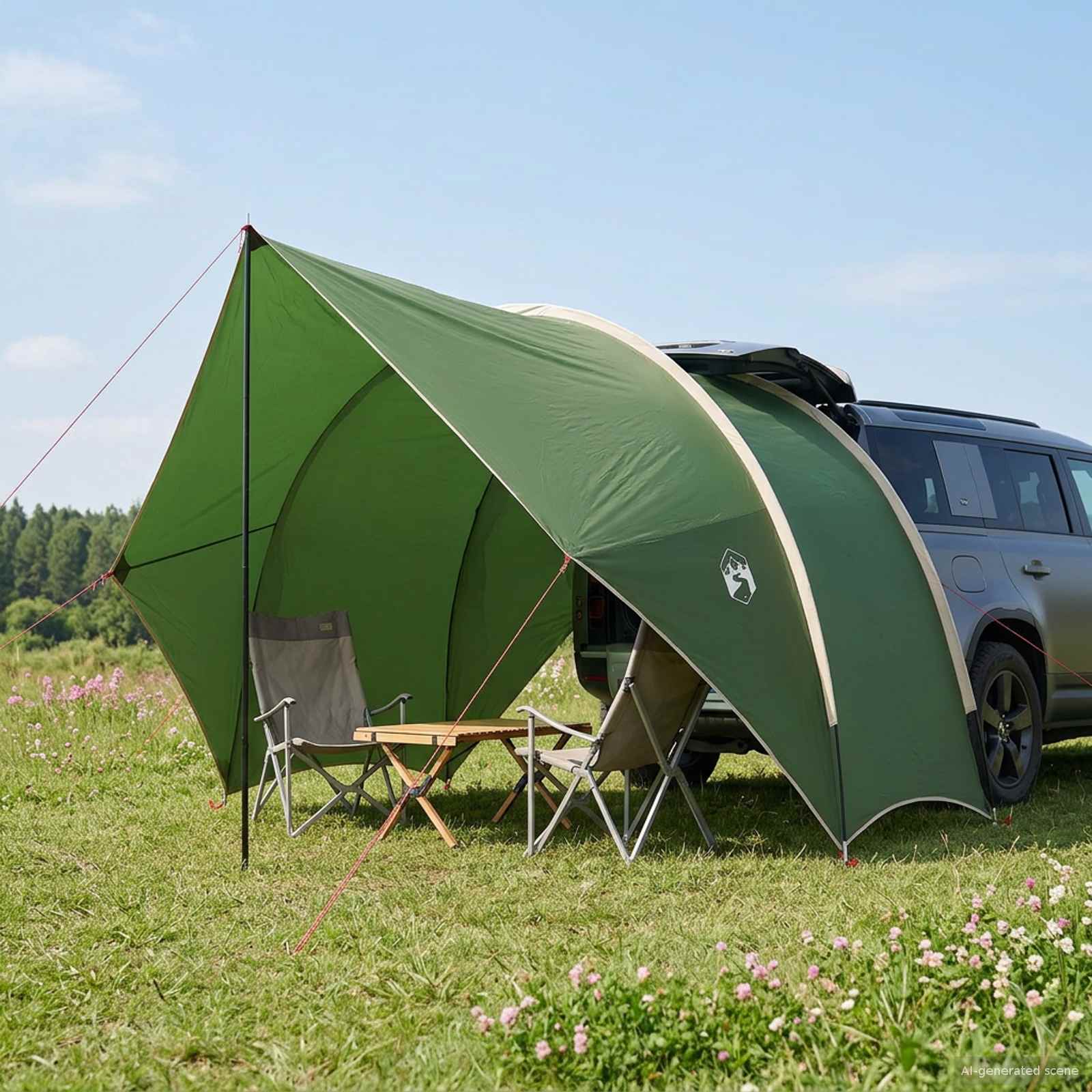 vidaXL Tailgate Luifel Waterdicht Groen 405 x 280 x 220 cm