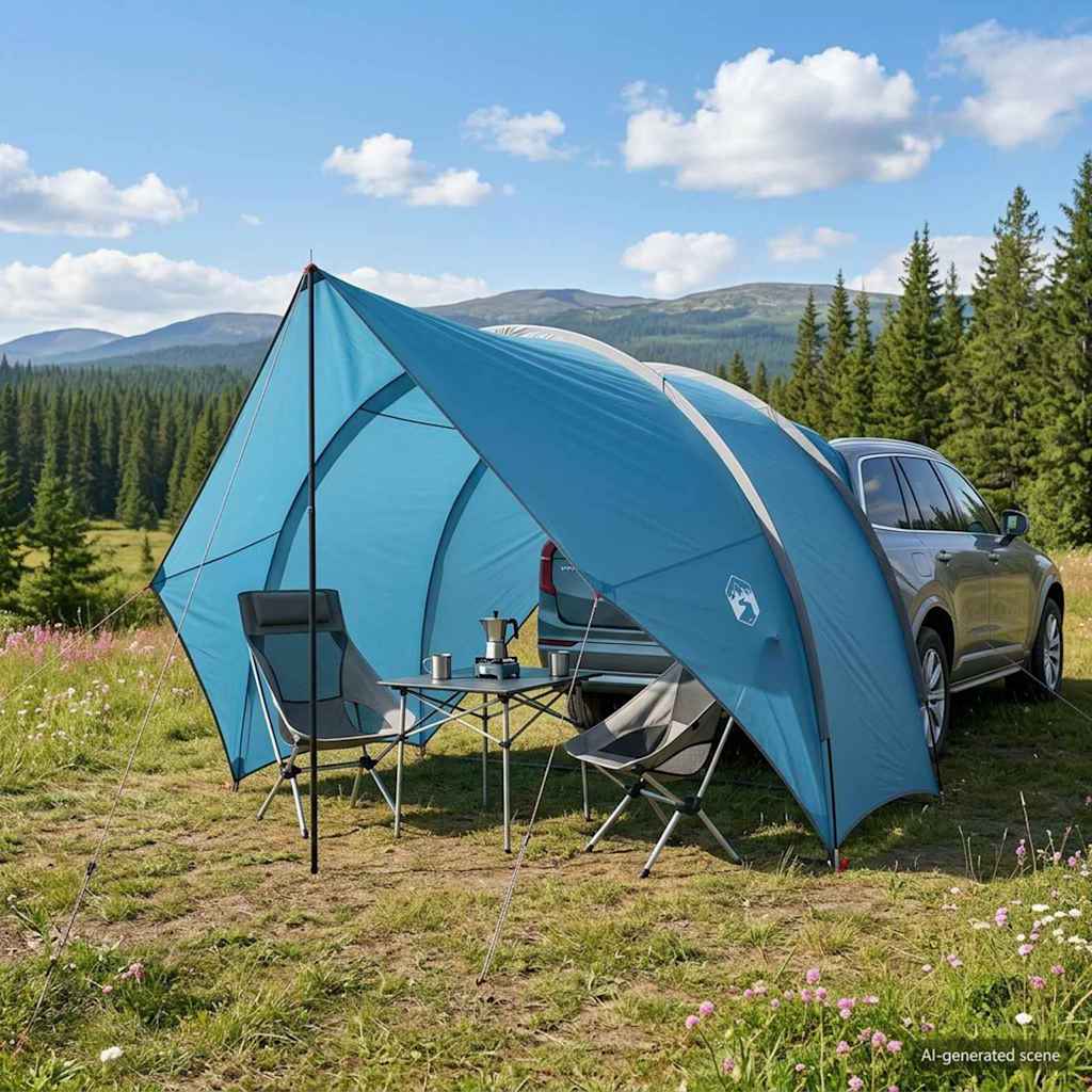 vidaXL Tailgate Luifel Waterdicht Groen 405 x 280 x 220 cm