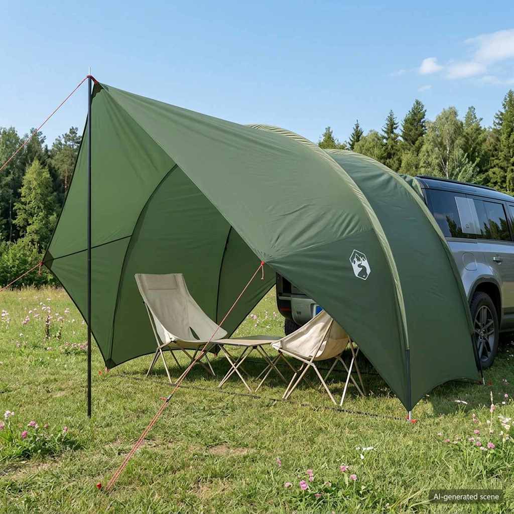 vidaXL Tailgate Luifel Waterdicht Groen 405 x 280 x 220 cm