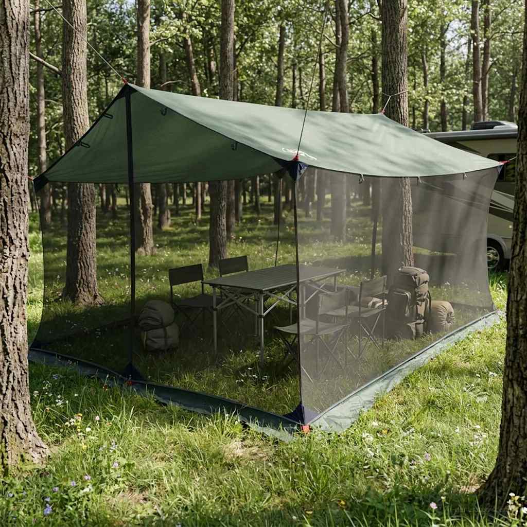 vidaXL Campingzeil met gaaswanden Groen 340 x 260 x 220 cm