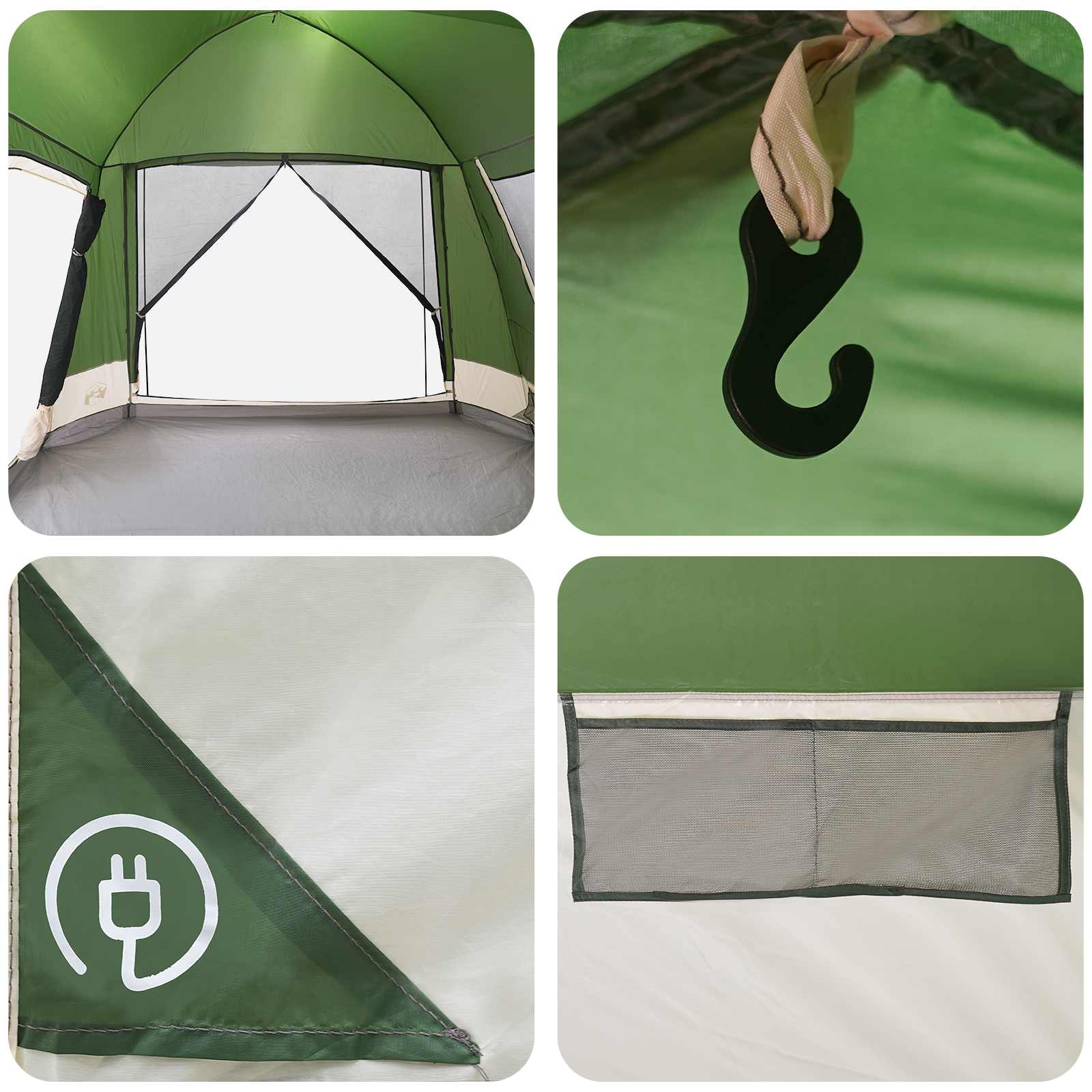 vidaXL Huisje Tent met dak Groen 12-Persoons Polyester en staal