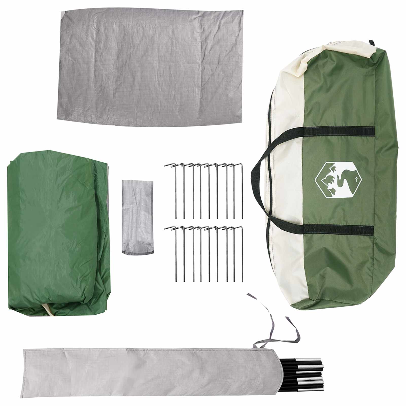 vidaXL Huisje Tent met dak Groen 12-Persoons Polyester en staal