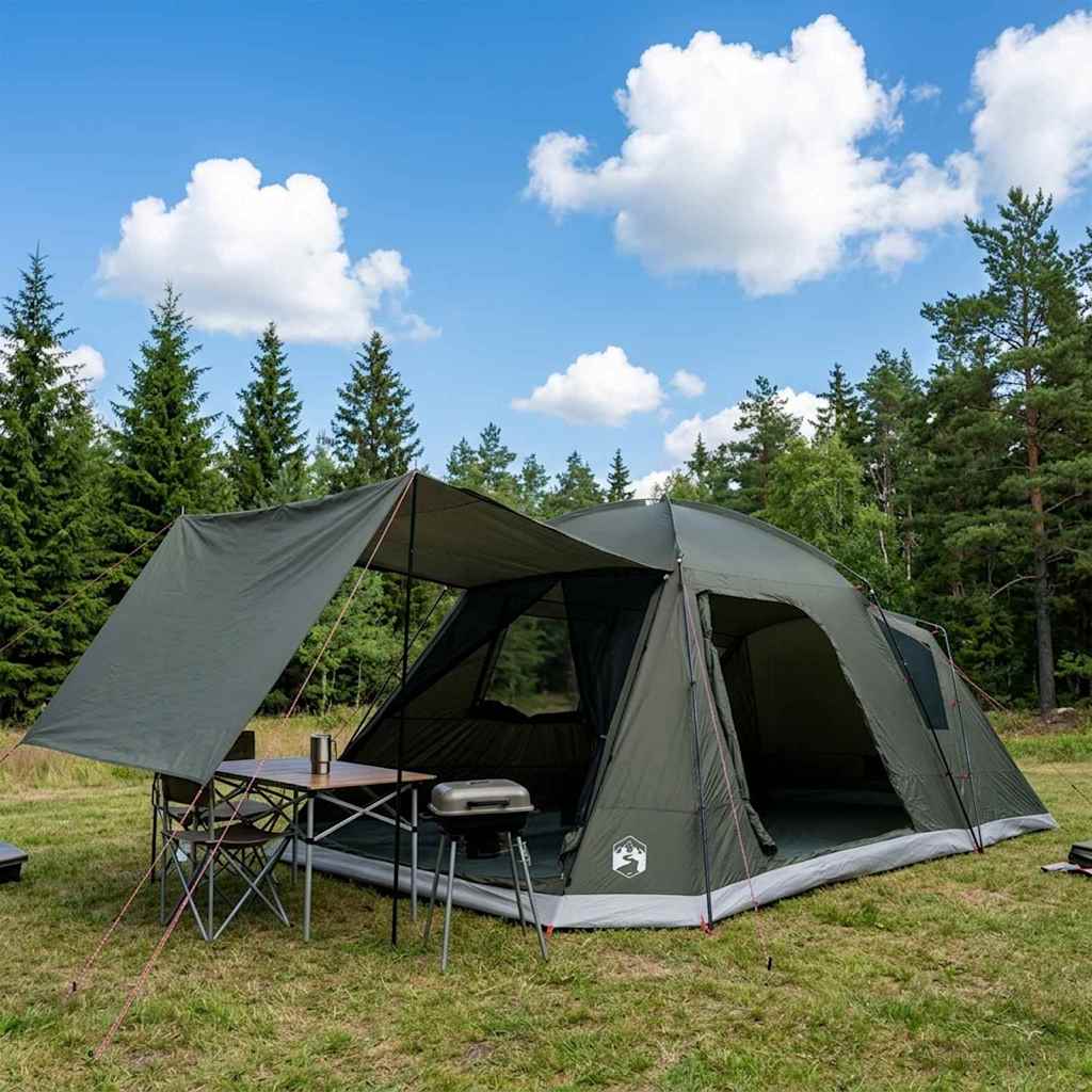 vidaXL Huisje Tent met dak Groen 12-Persoons Polyester en staal