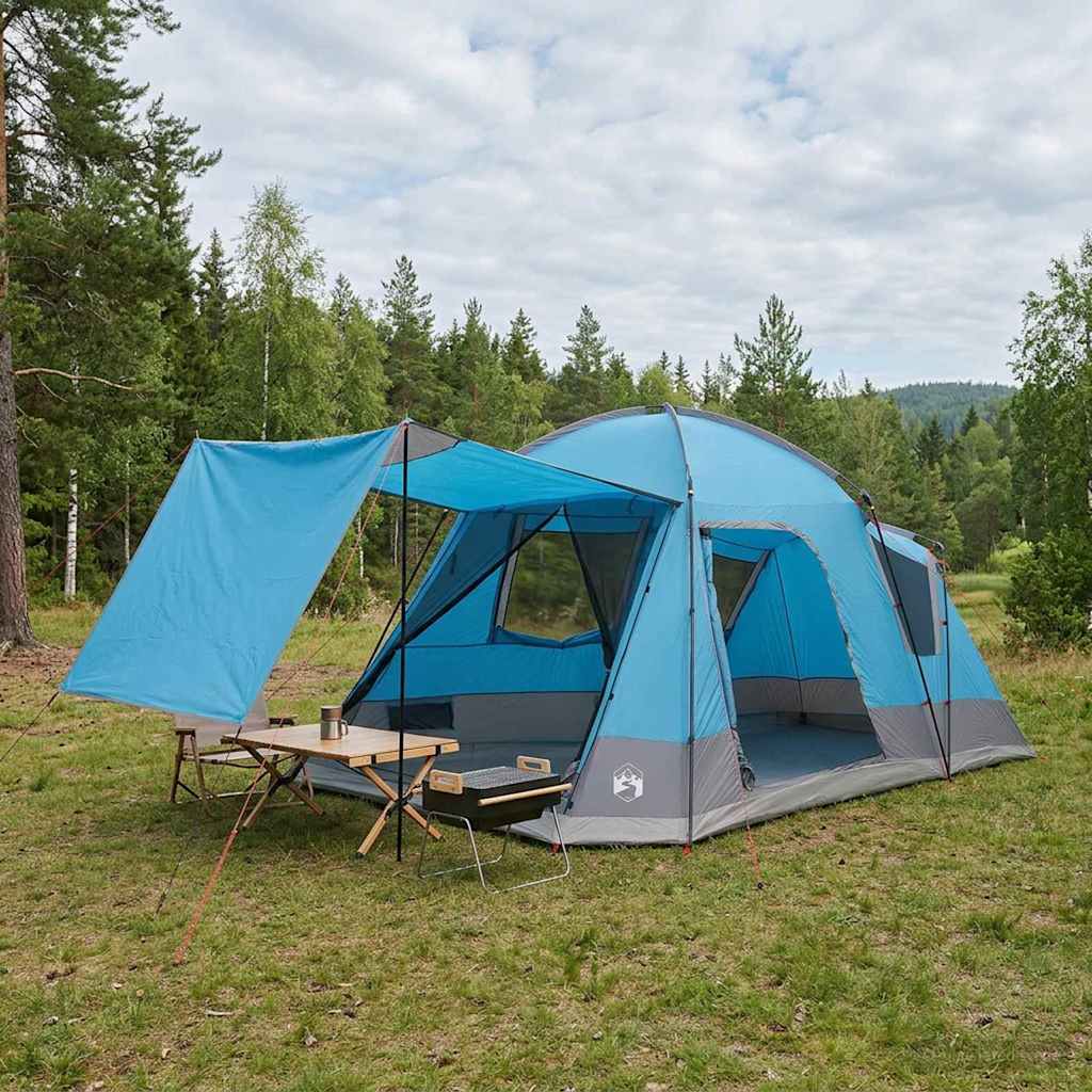 vidaXL Huisje Tent met dak Groen 12-Persoons Polyester en staal