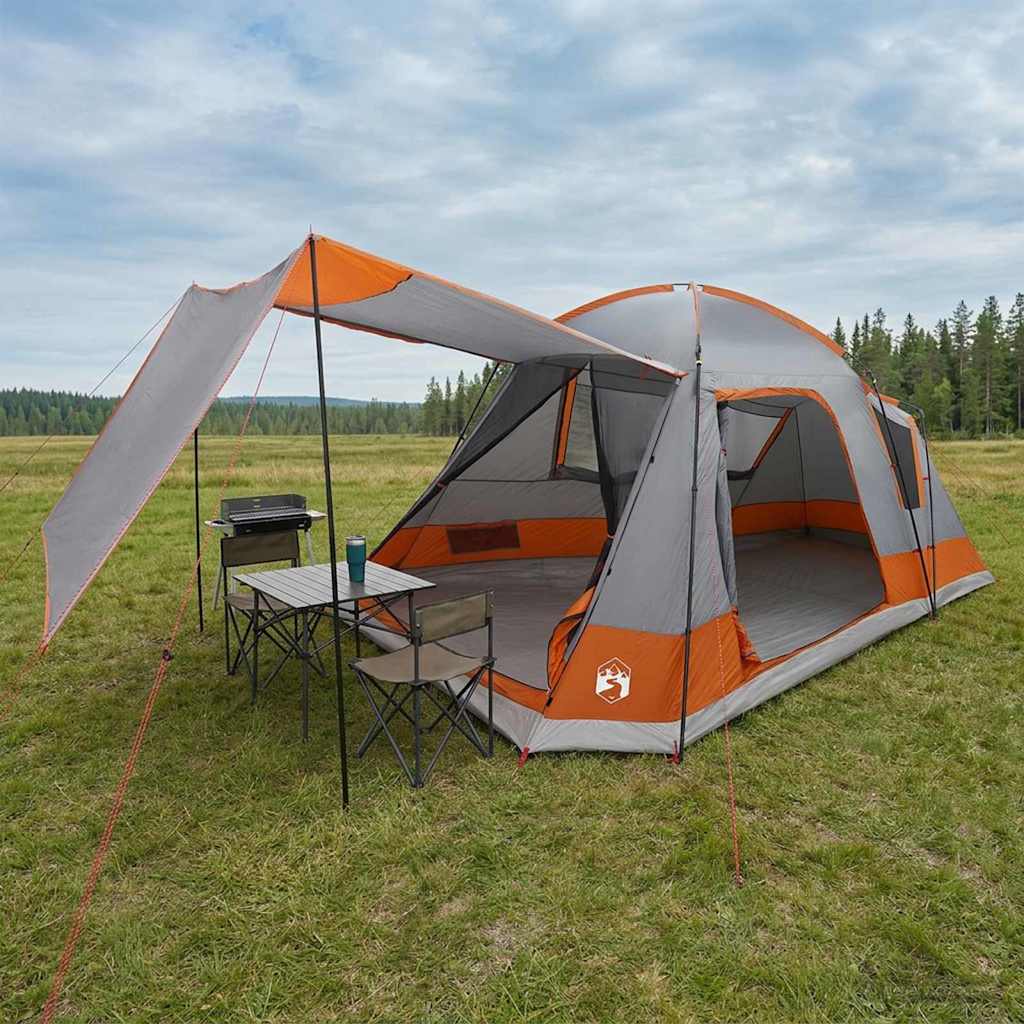 vidaXL Huisje Tent met dak Groen 12-Persoons Polyester en staal