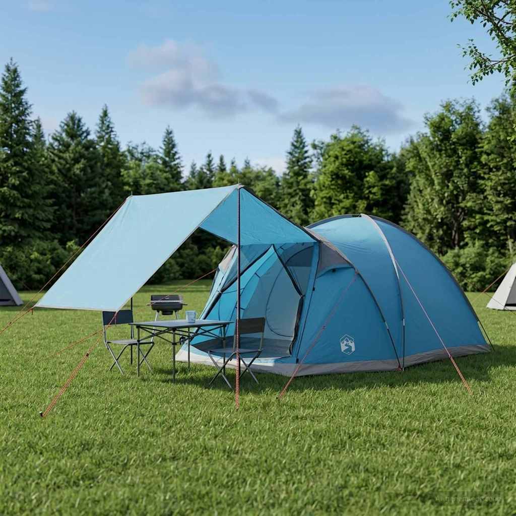 vidaXL Huisje Tent met dak Blauw 4-persoons Polyester en staal