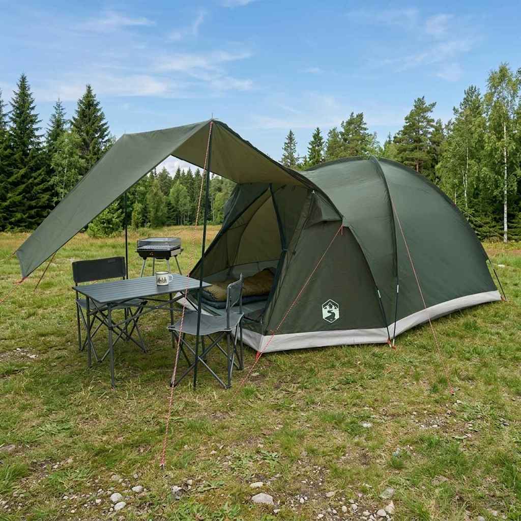 vidaXL Huisje Tent met dak Blauw 4-persoons Polyester en staal