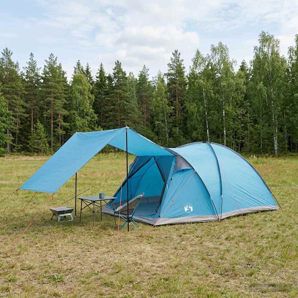 vidaXL Huisje Tent met dak Blauw 4-persoons Polyester en staal