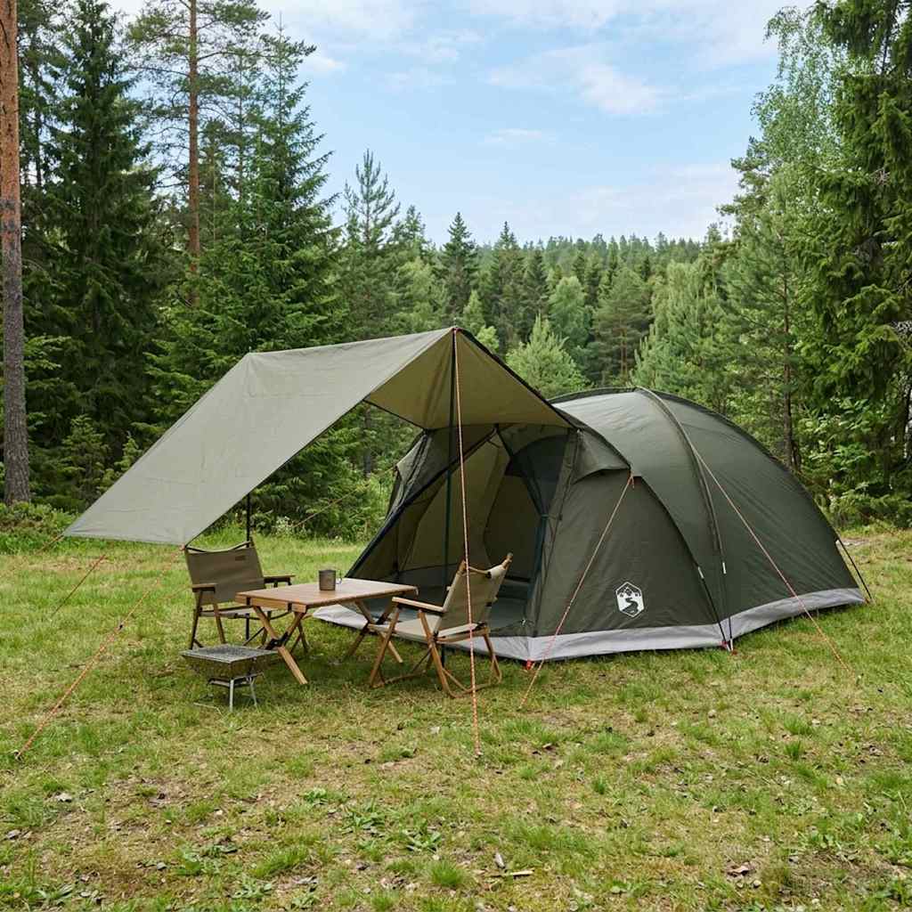 vidaXL Huisje Tent met dak Blauw 4-persoons Polyester en staal