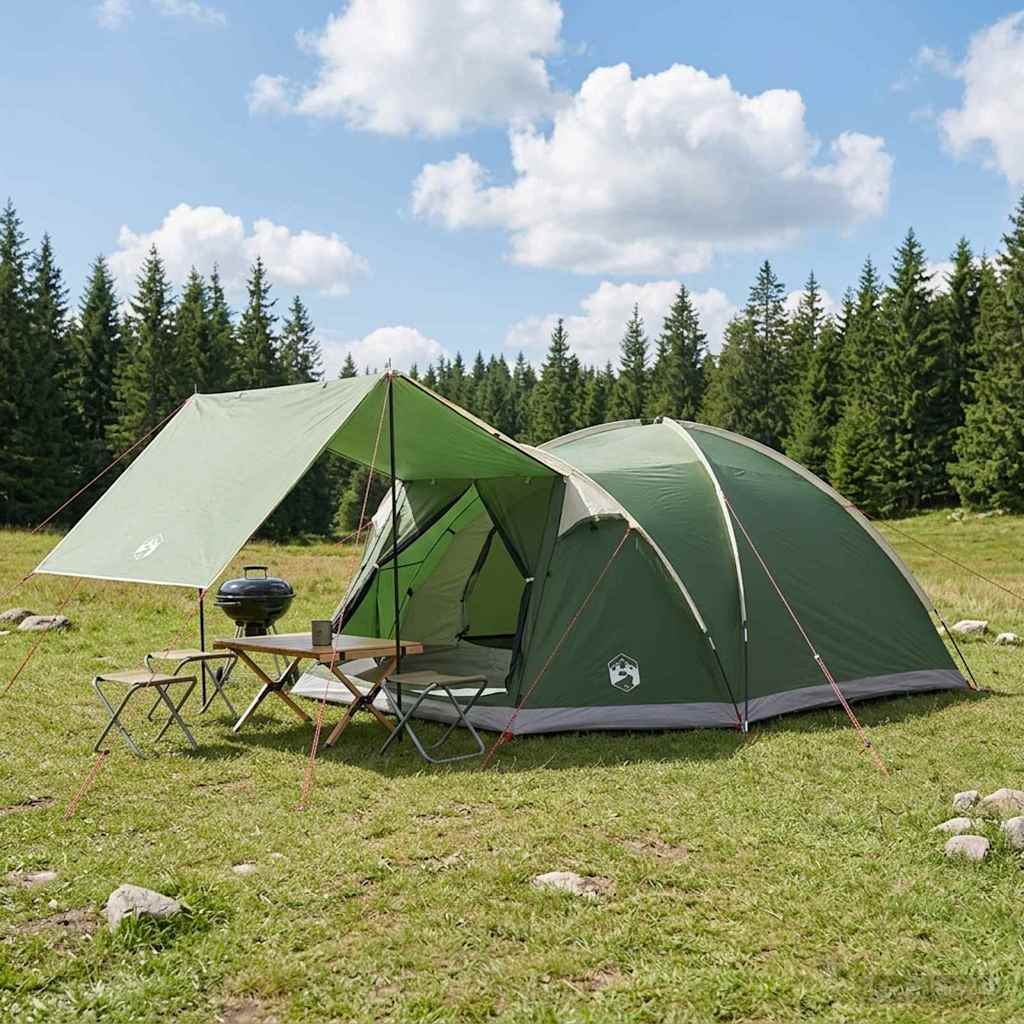 vidaXL Huisje Tent met dak Blauw 4-persoons Polyester en staal