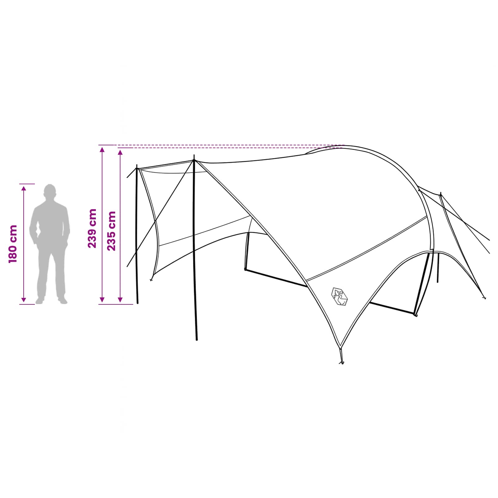 vidaXL Camping Tarp Waterbestendig Groen 550 x 400 x 230 cm
