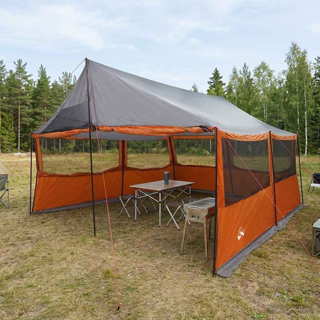 vidaXL Gezinstent met dak Groen 450 x 400 x 265 cm Polyester en staal