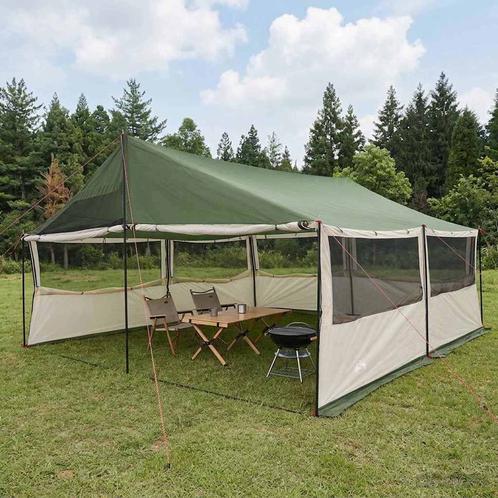 vidaXL Gezinstent met dak Groen 450 x 400 x 265 cm Polyester en staal