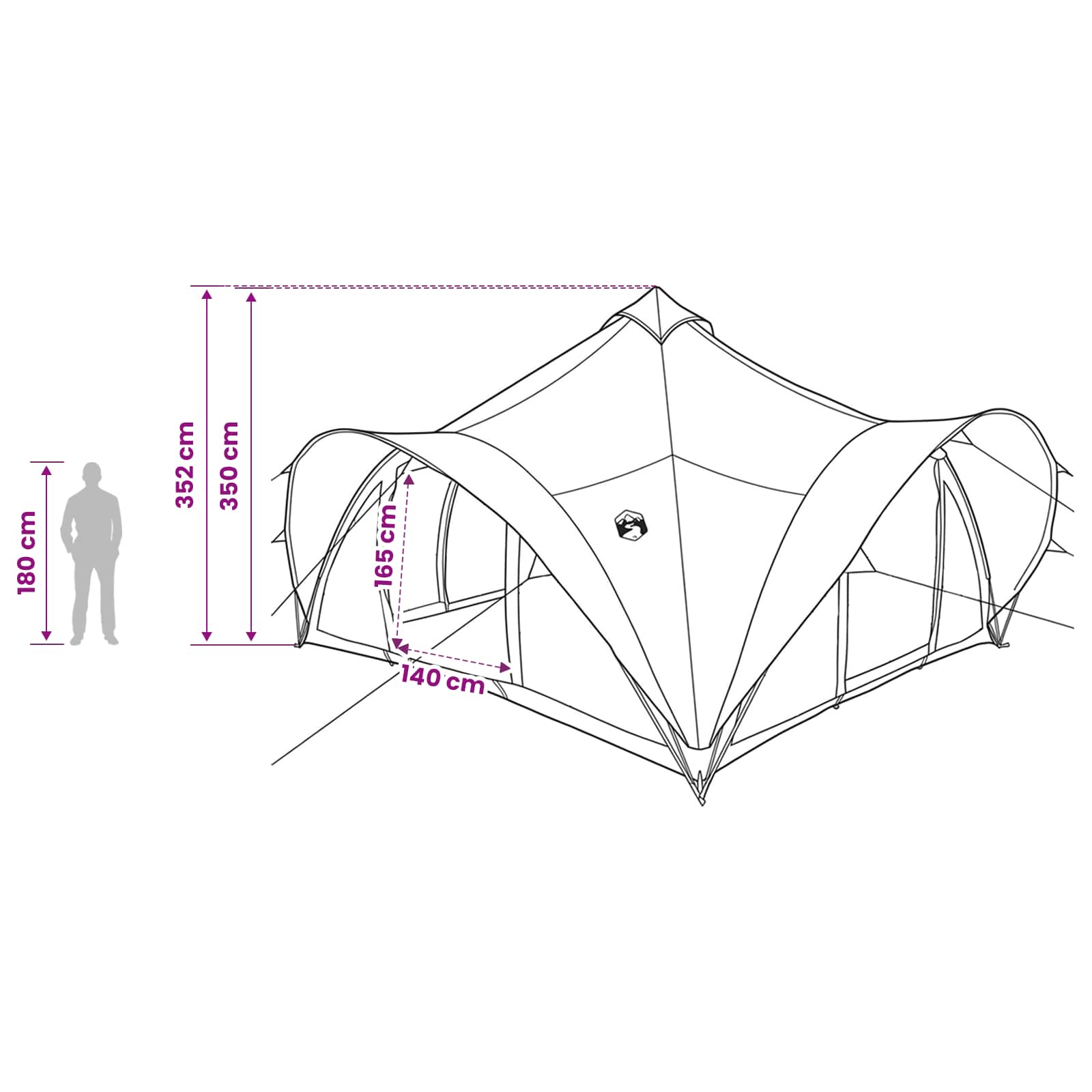 vidaXL Tipi Tent met dak Groen 18-Persoon Polyester en staal