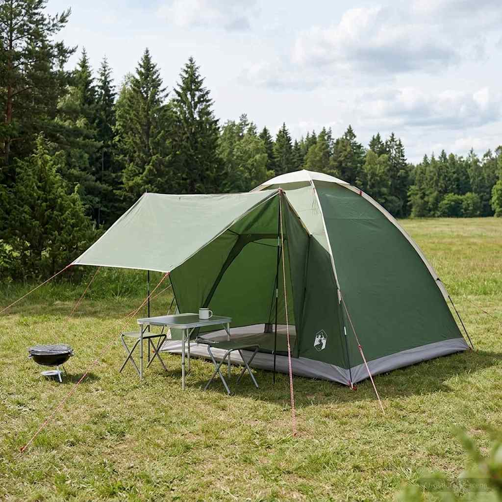 vidaXL Kamperen tent met dak Groen 2-persoons Polyester en staal