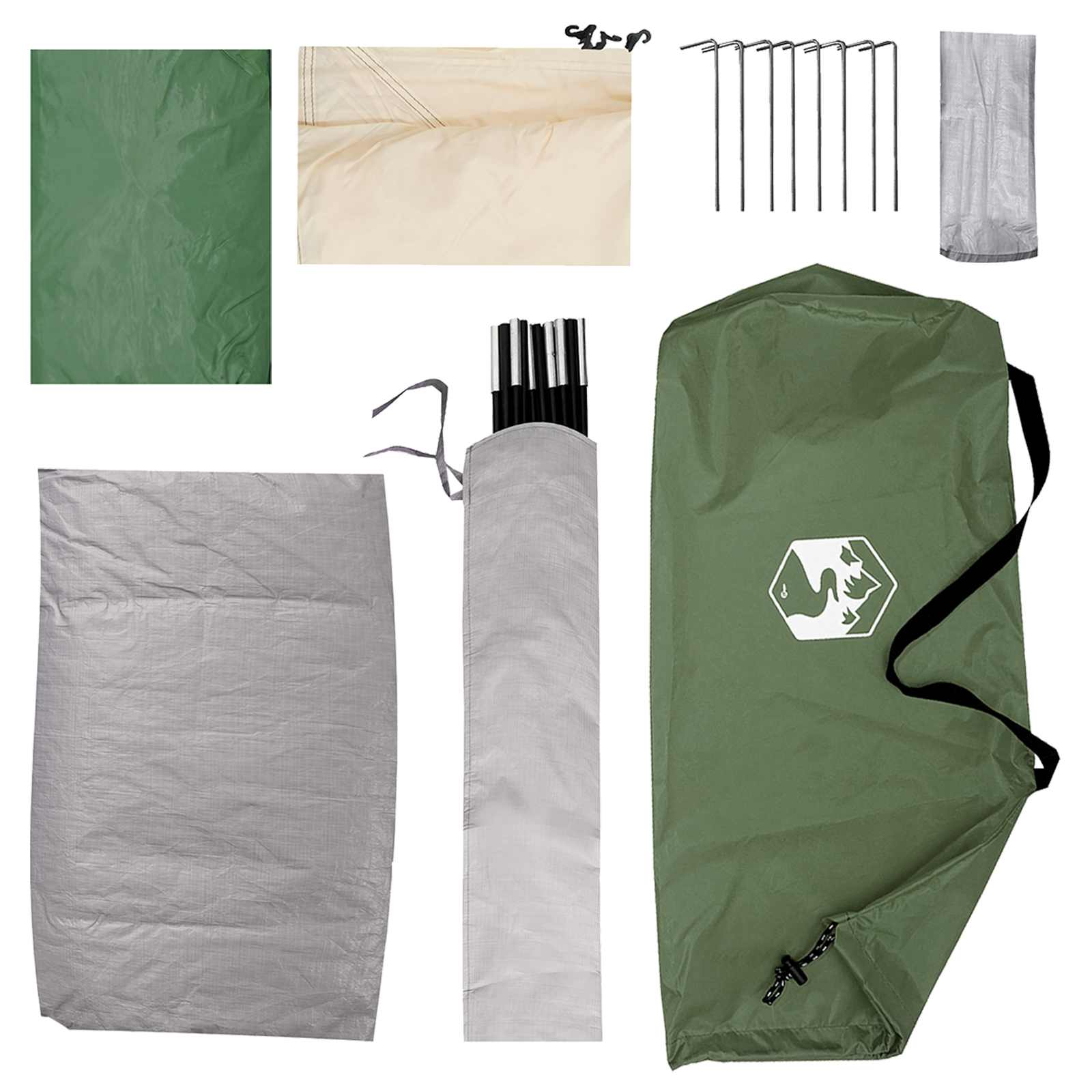 vidaXL Kamperen tent met dak Groen 2-persoons Polyester en staal