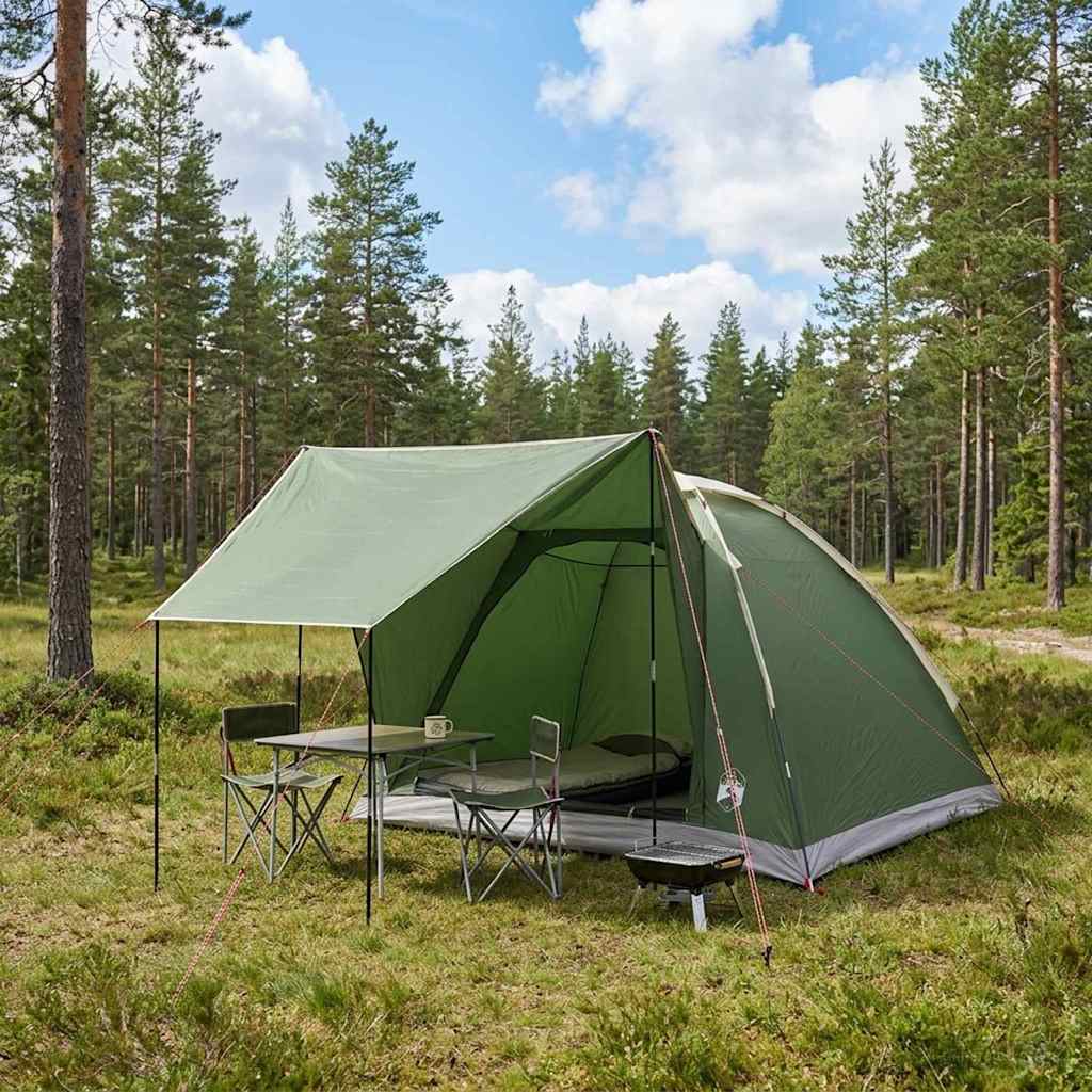 vidaXL Kamperen tent met dak Groen 2-persoons Polyester en staal