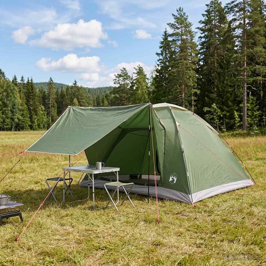 vidaXL Kamperen tent met dak Groen 2-persoons Polyester en staal