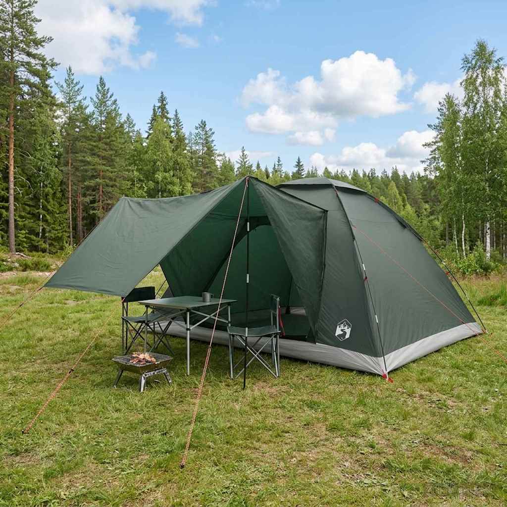 vidaXL Kamperen tent met dak Groen 2-persoons Polyester en staal