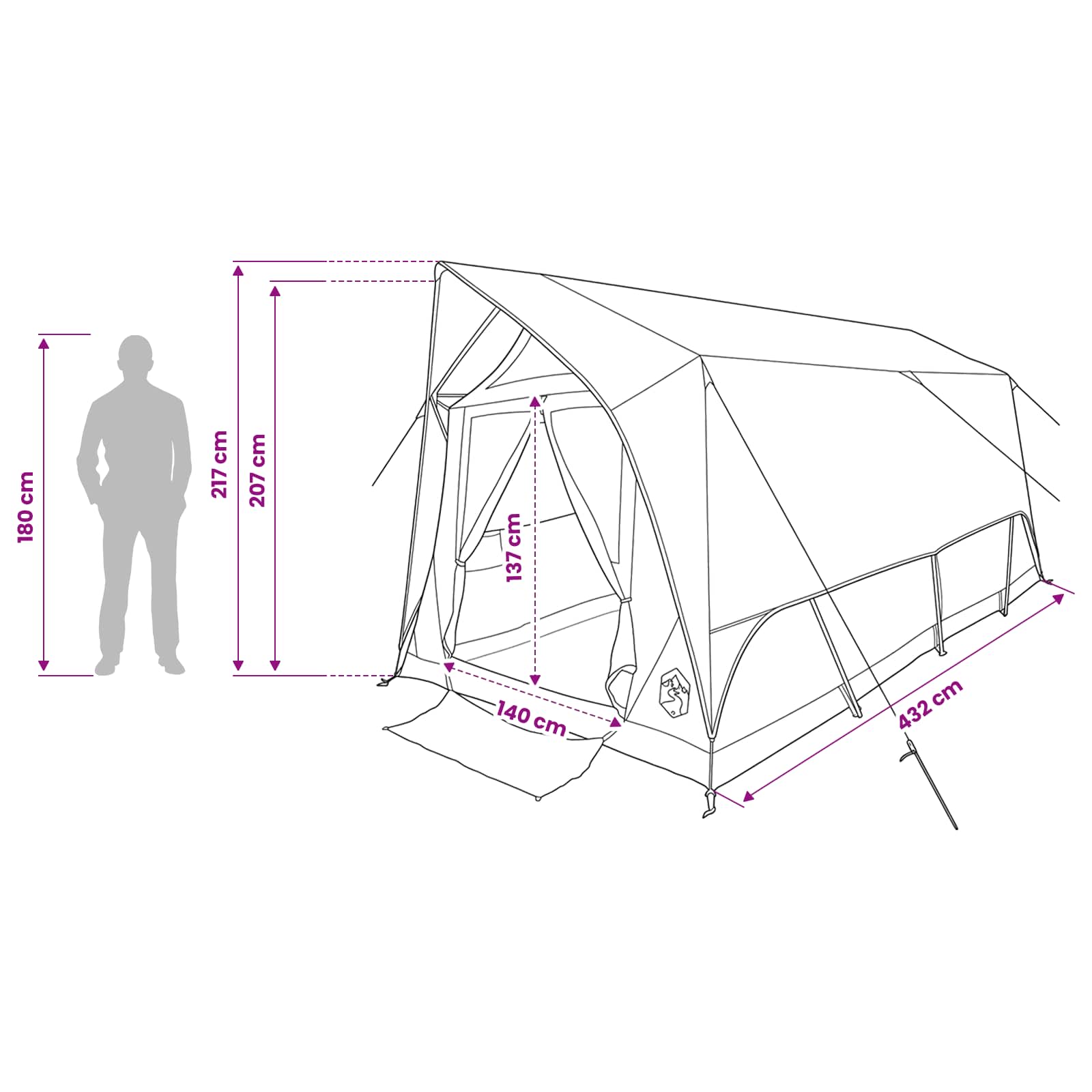 vidaXL Tunneltent met dak Groen 8-persoons Polyester en staal