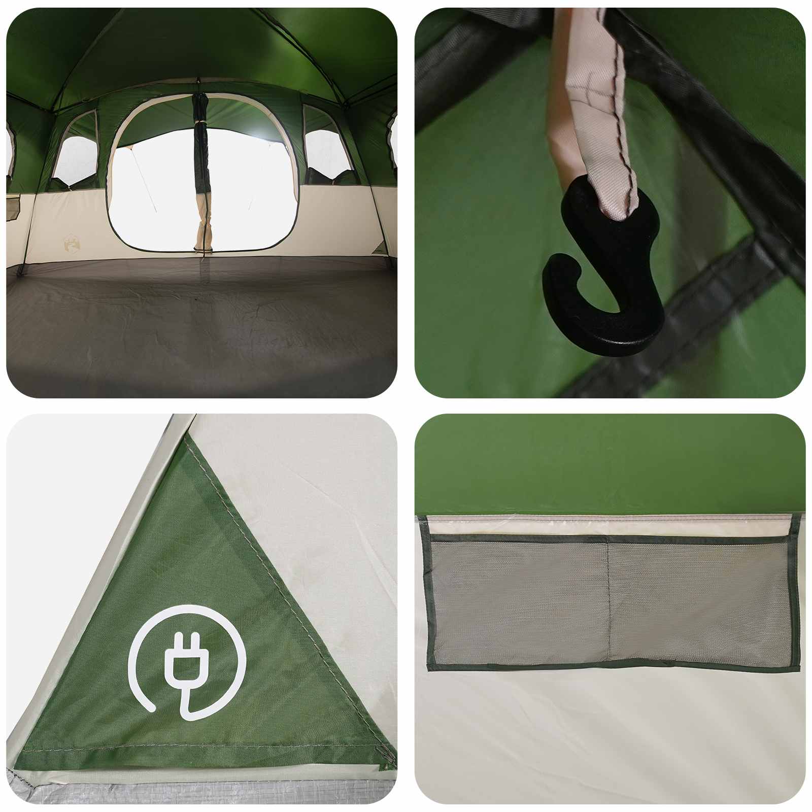 vidaXL Tunneltent met dak Groen 366 x 244 x 198 cm Polyester en staal