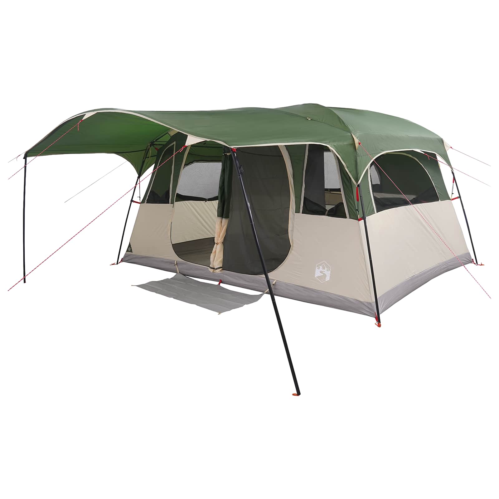 vidaXL Tunneltent met dak Groen 366 x 244 x 198 cm Polyester en staal