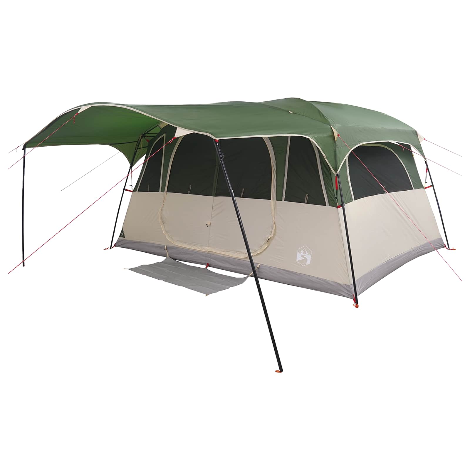 vidaXL Tunneltent met dak Groen 366 x 244 x 198 cm Polyester en staal
