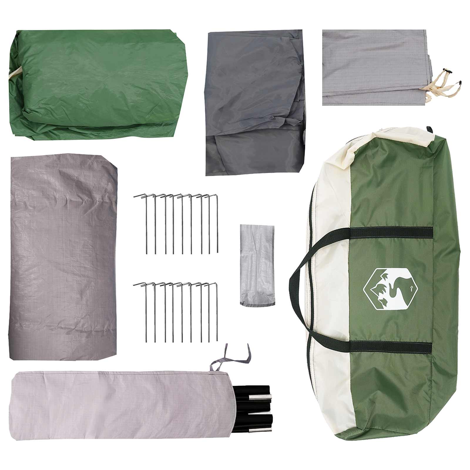 vidaXL Tunneltent met dak Groen 366 x 244 x 198 cm Polyester en staal
