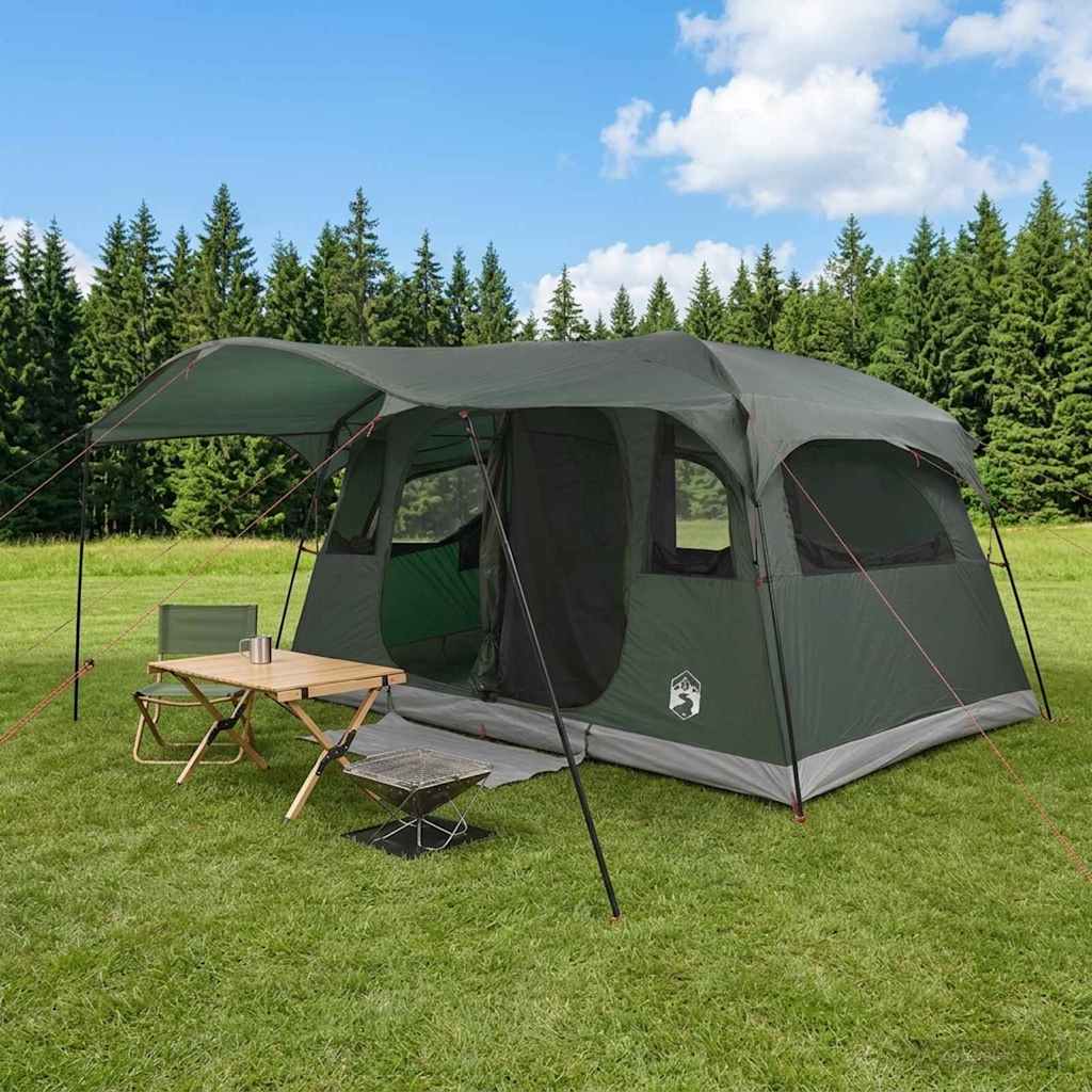 vidaXL Tunneltent met dak Groen 366 x 244 x 198 cm Polyester en staal