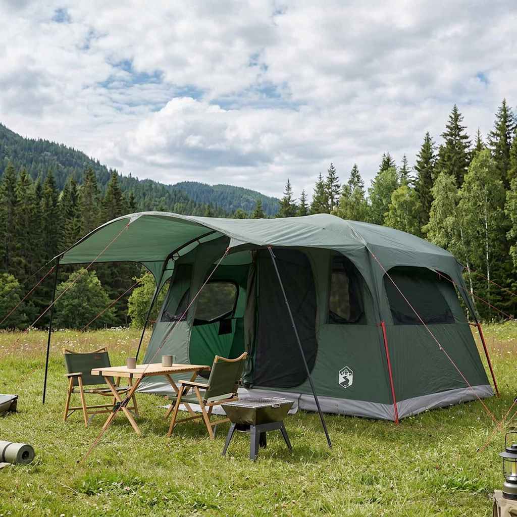 vidaXL Tunneltent met dak Groen 366 x 244 x 198 cm Polyester en staal