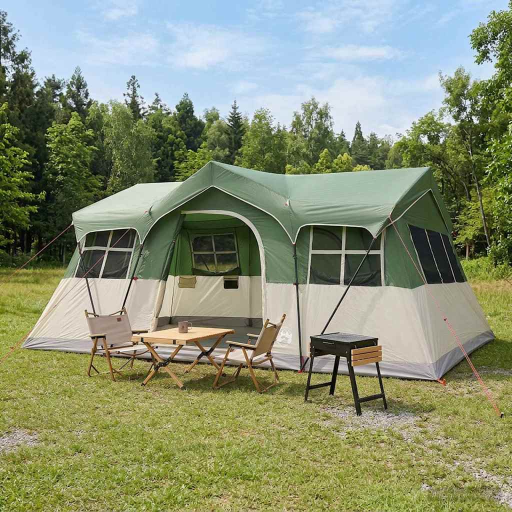 vidaXL Gezinstent met dak Groen 487 x 340 x 216 cm Polyester en staal