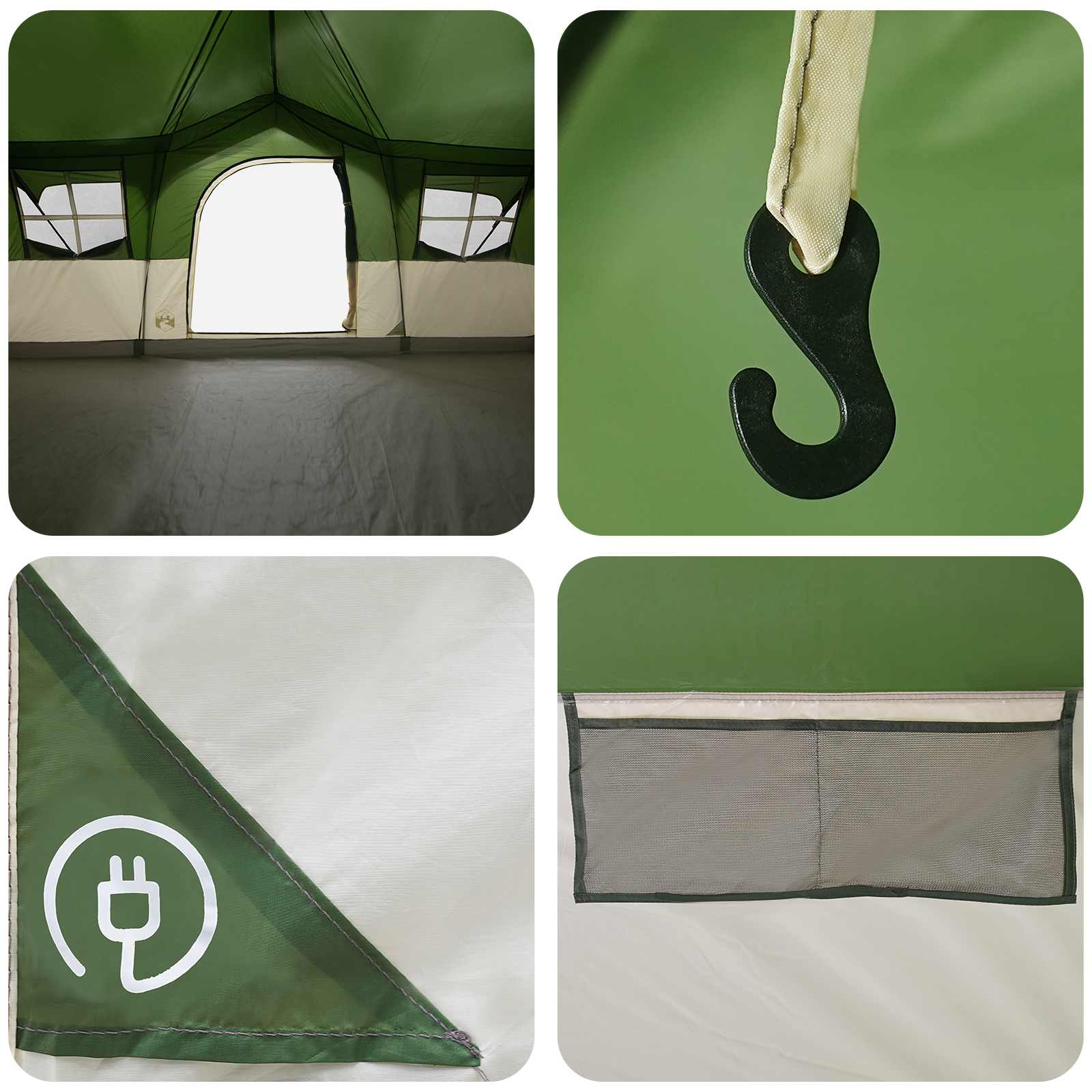 vidaXL Gezinstent met dak Groen 487 x 340 x 216 cm Polyester en staal