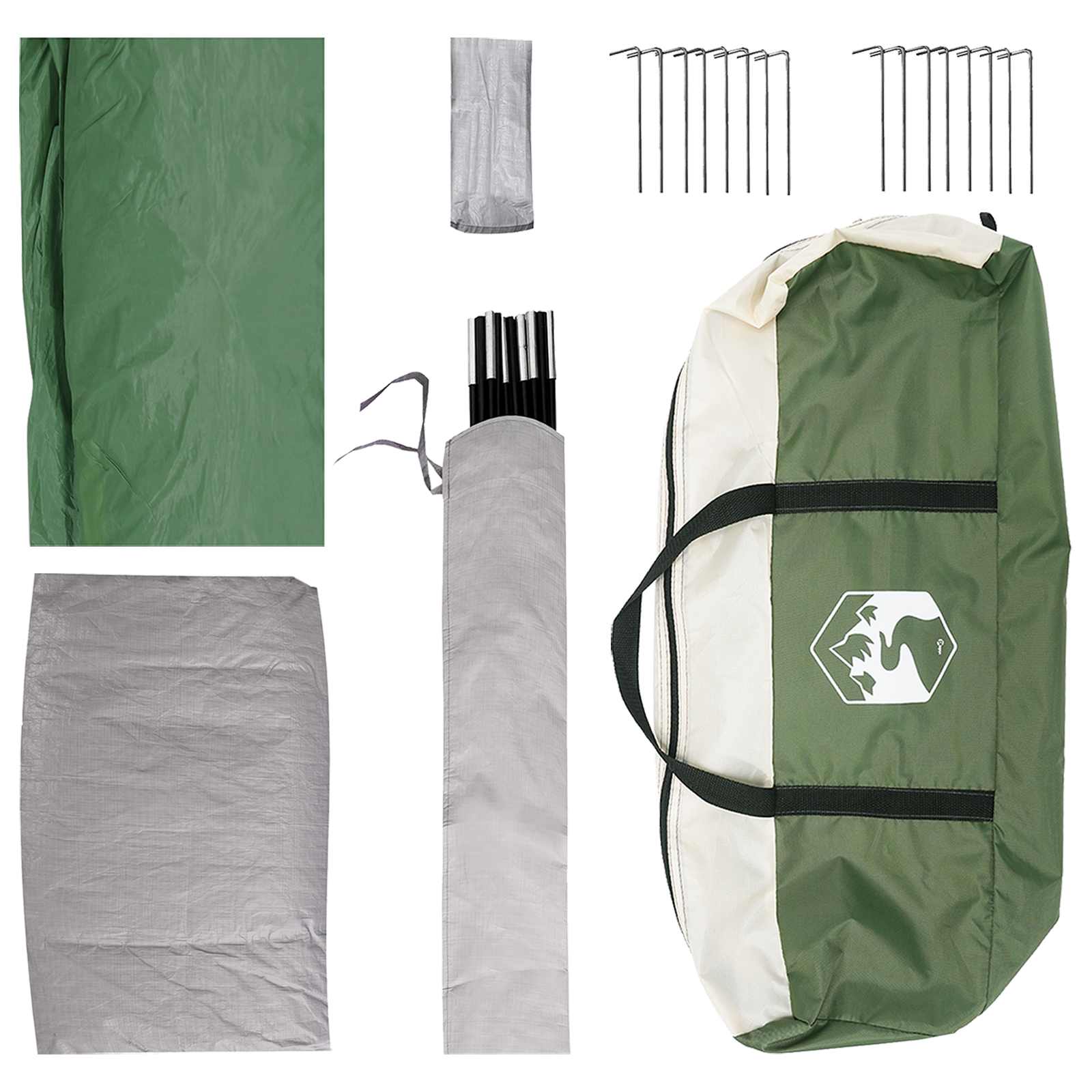vidaXL Gezinstent met dak Groen 487 x 340 x 216 cm Polyester en staal